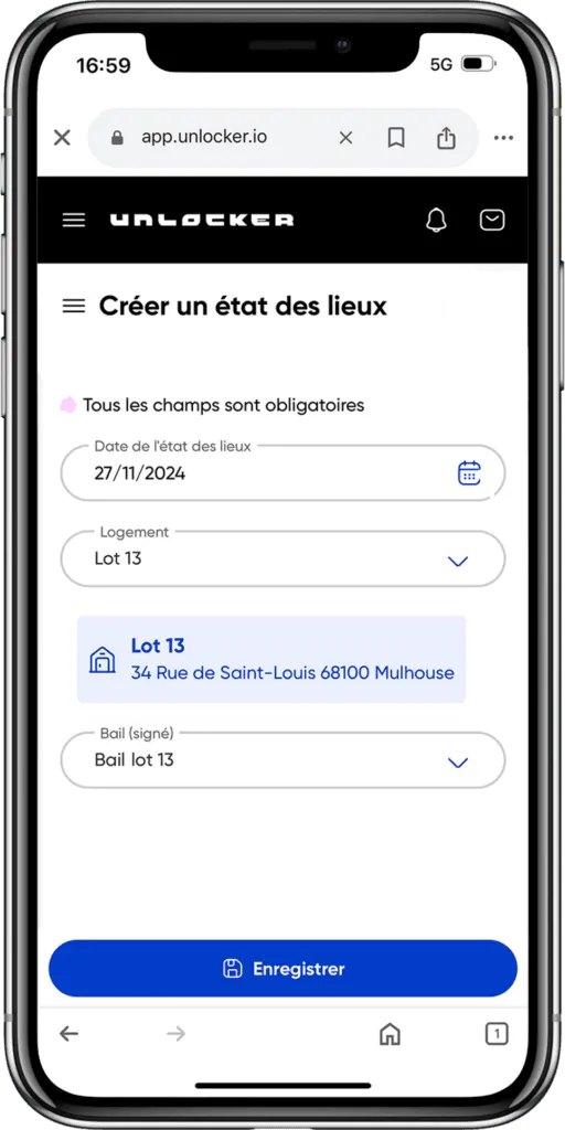 Screenshot of a rental management platform - inspection report